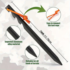 12pcs Aluminum Tent Stakes w/ Reflective Rope for Camping, Hiking, Gardening