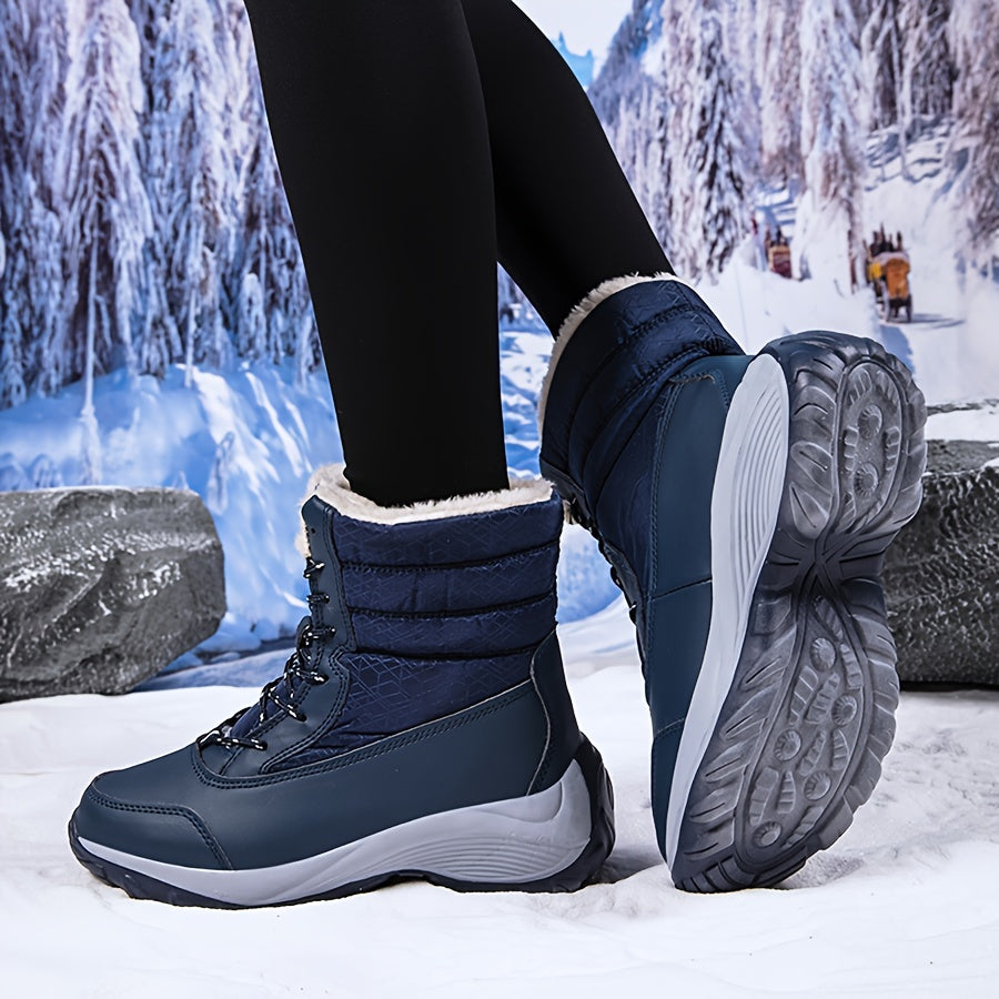 Waterproof Anti Slip Winter Hiking Boots Fur Lined Snow Boots Unisex