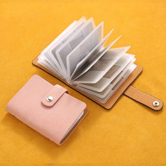 Stylish Large Capacity Matte Leather Card Holder - 24 Slots
