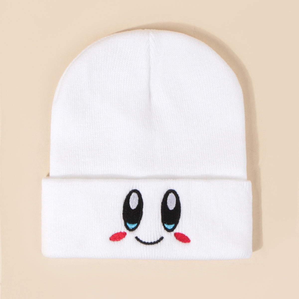 Hot Pink Face Embroidered Beanie