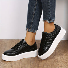 Women's Quilted Platform Sneakers Lace Up Shoes