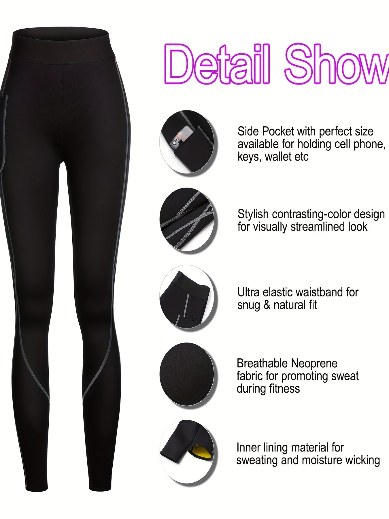 High Waist Yoga Leggings With Pocket Slimming Fitness Workout Gym Sports Pants