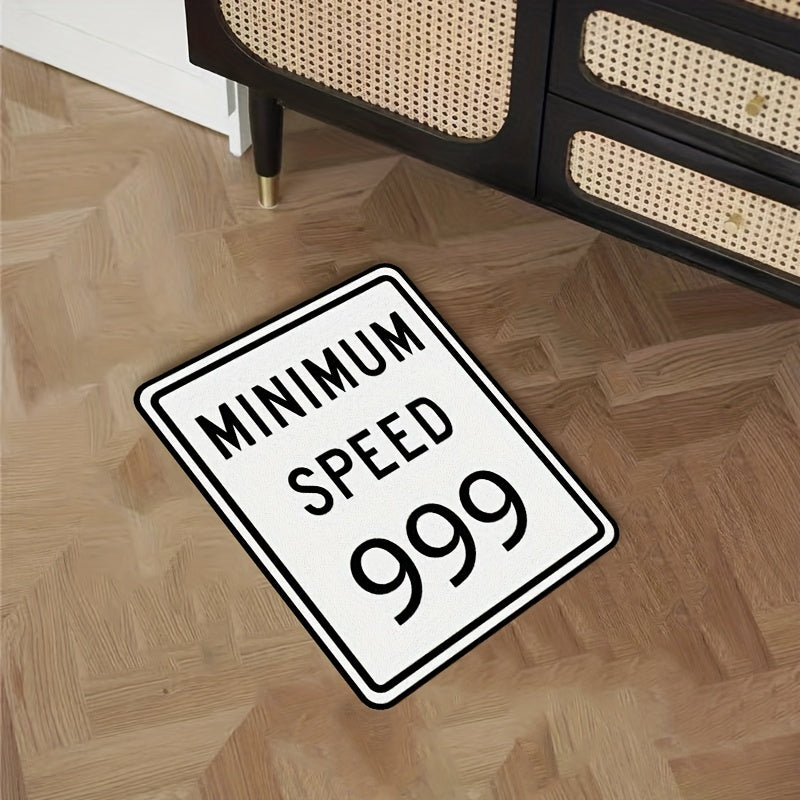 Minimal Speed Sign Area Rug Entrance Door Mat
