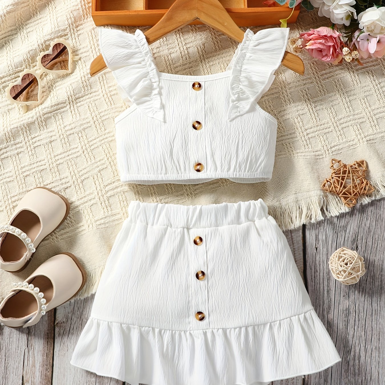 Baby Girl Ruffle Sleeve Top & Puffy Skirt Set