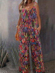 Paisley Print Cami Jumpsuit Wide Leg