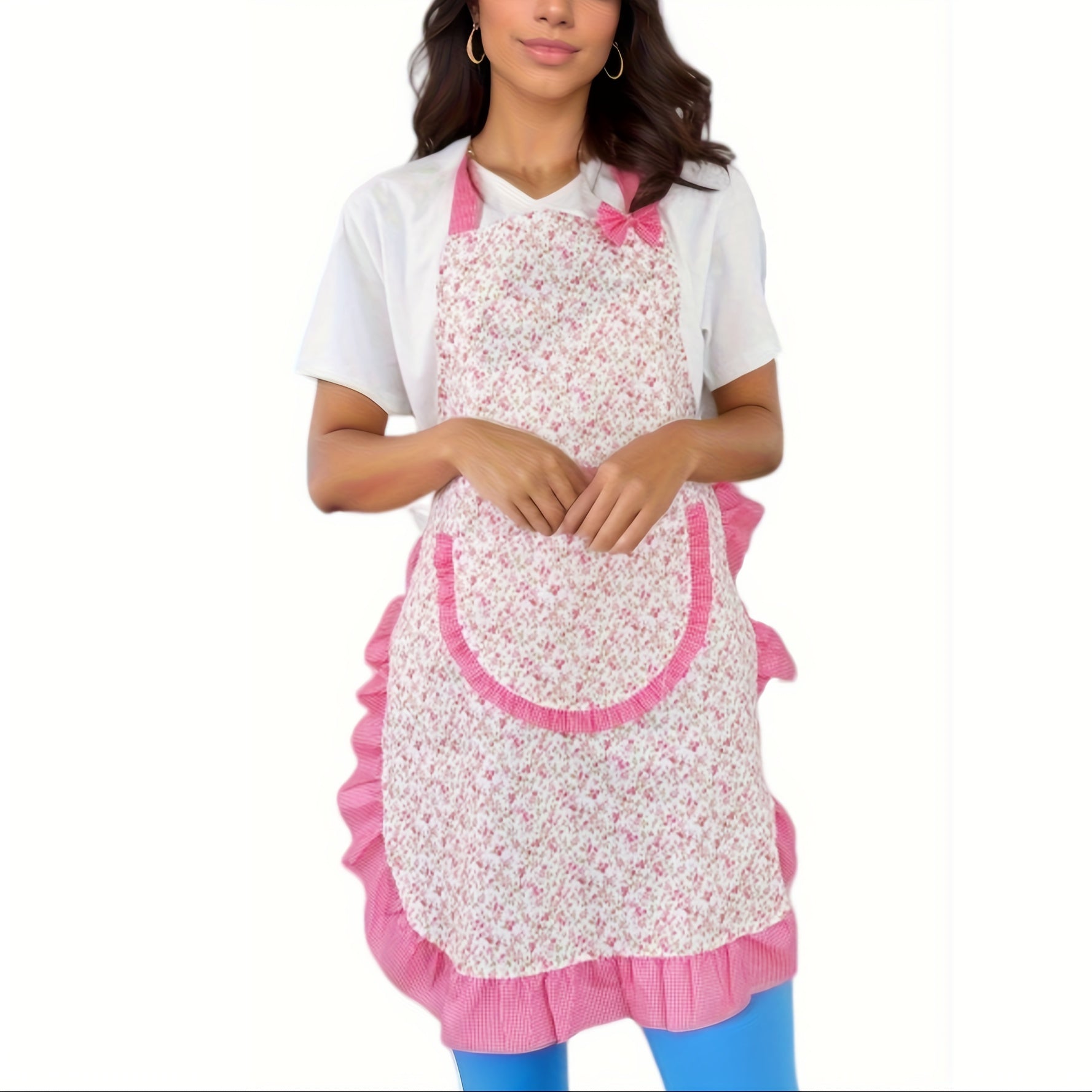 Stain-Proof Halter Apron with Ruffles for Outdoor Activities