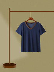 Colorblock V Neck Top & Wide Leg Pants 2 Piece Set