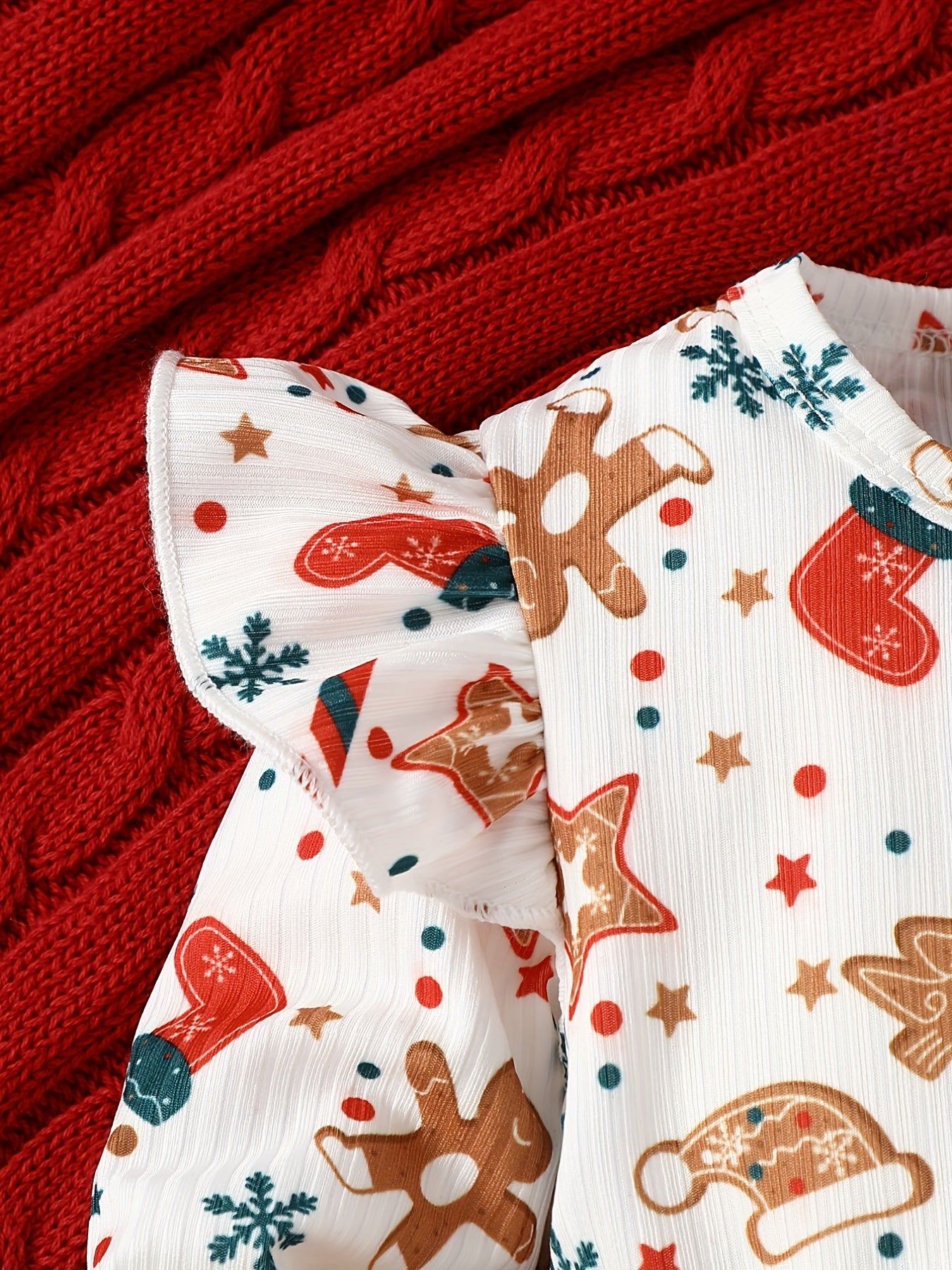 Baby Girls Christmas Cartoon Print Long Sleeve Dress