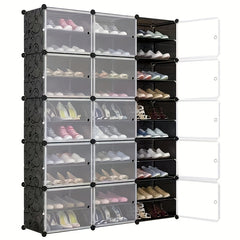 Foldable Shoes Storage Box With Doors, Portable Dustproof Shelf