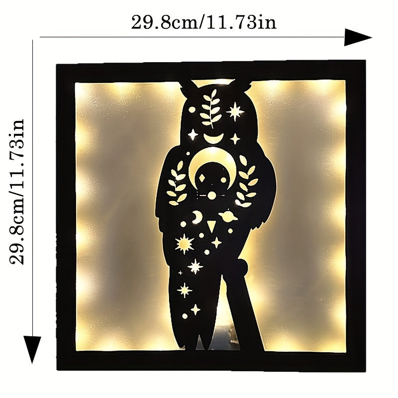 LED Owl Shape Lamp Wooden Home Decoration