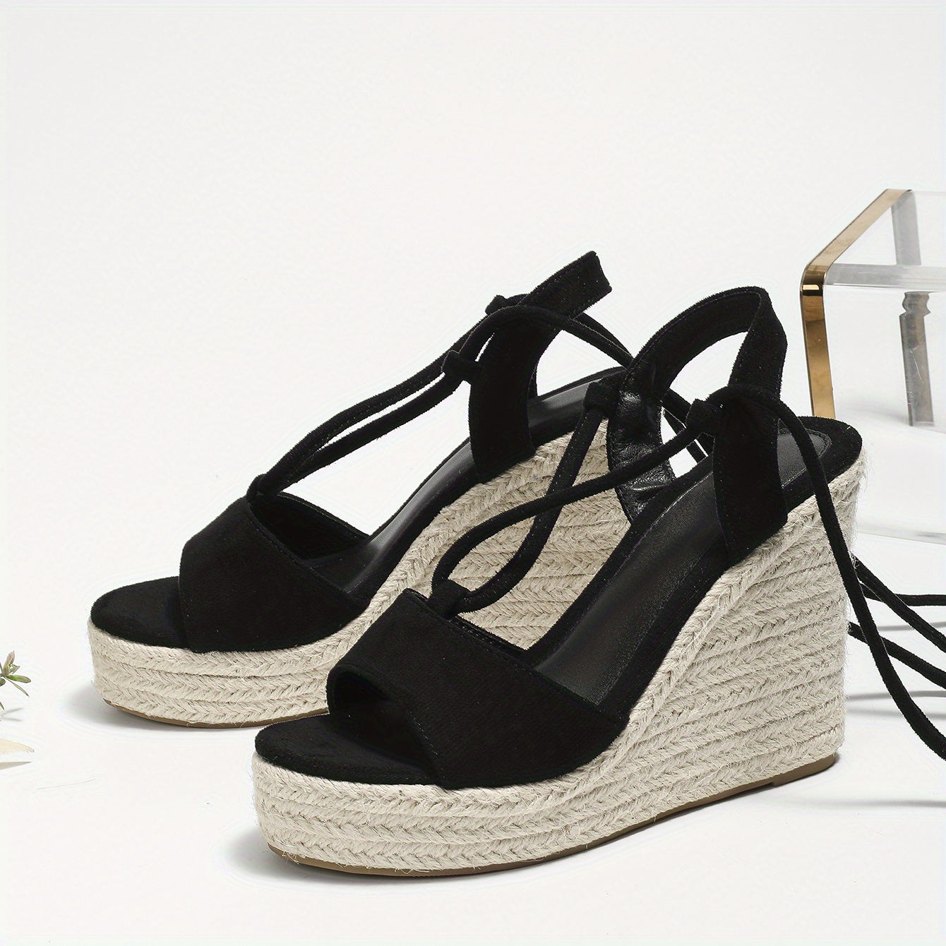 Women's Lace-Up Wedge Espadrilles Slingback Sandals