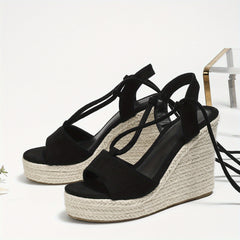 Women's Lace-Up Wedge Espadrilles Slingback Sandals