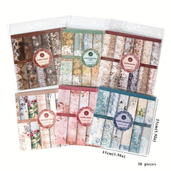 30pcs European Style Retro Floral Hand Account Decorative Collage Paper Book