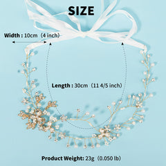 Crystal Wedding Headpiece Faux Pearl Bridal Hair Vine Tiara