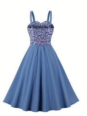 Colorblock Floral Print Maxi Cami Dress