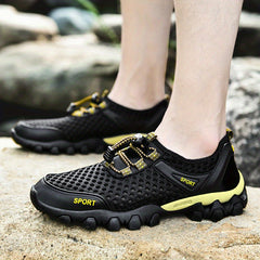 Men's Mesh Sneakers No Tie Lace Breathable Casual Outdoor Walking Shoes