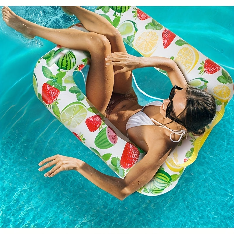 Square Pool Float with Headrest - Thickened PVC Inflatable Lounger