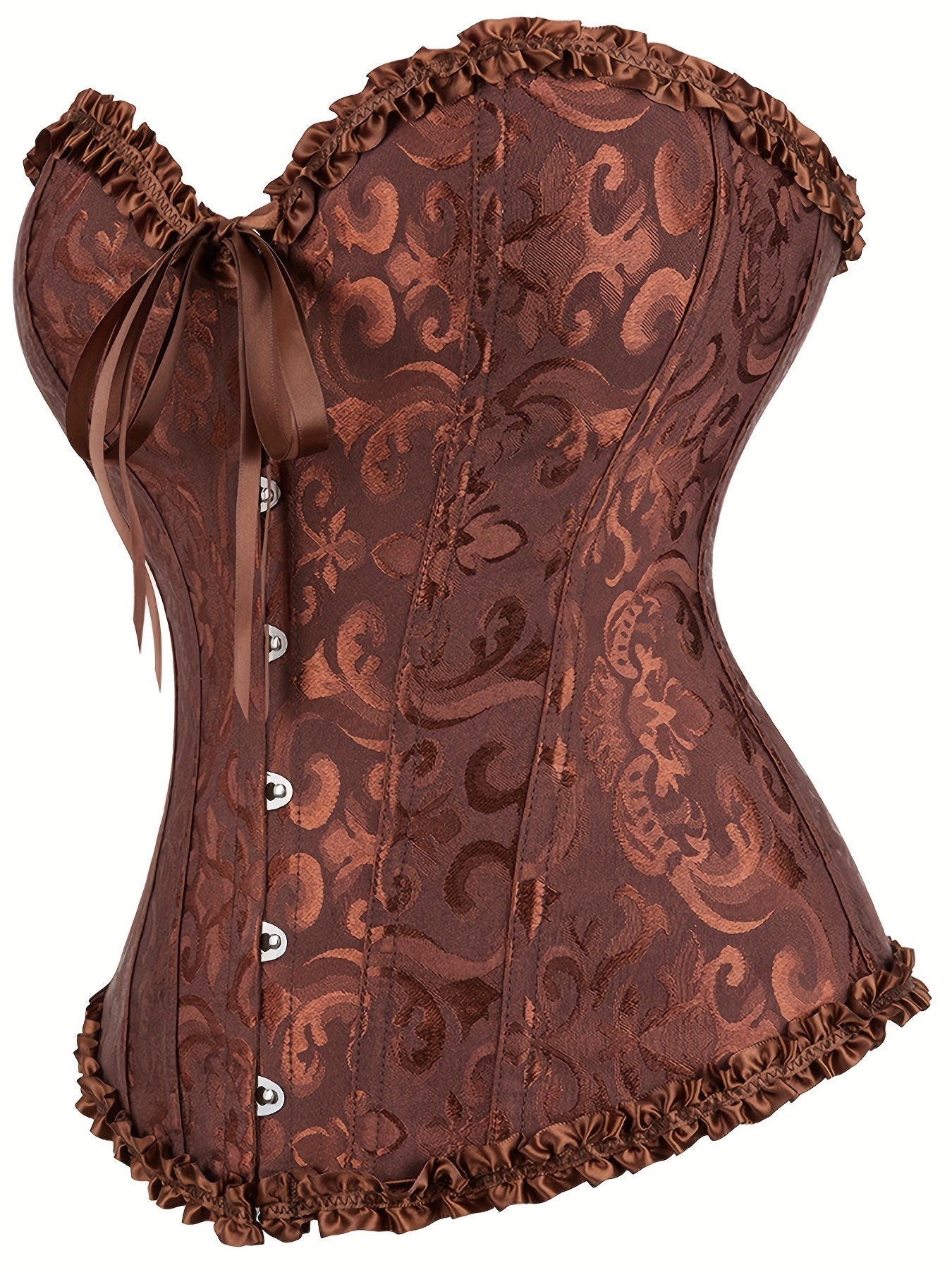 Women's Floral Jacquard Lace Up Underbust Corset