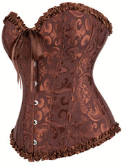 Women's Floral Jacquard Lace Up Underbust Corset