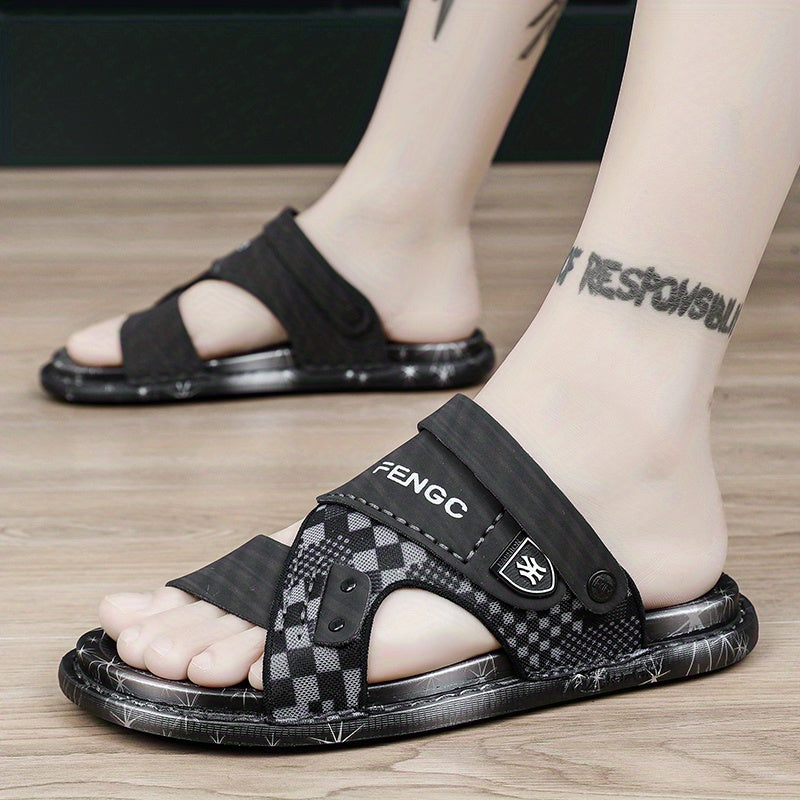 Men's Open Toe Hook And Loop Sandals Non Slip Comfortable Beach Shoes Summer