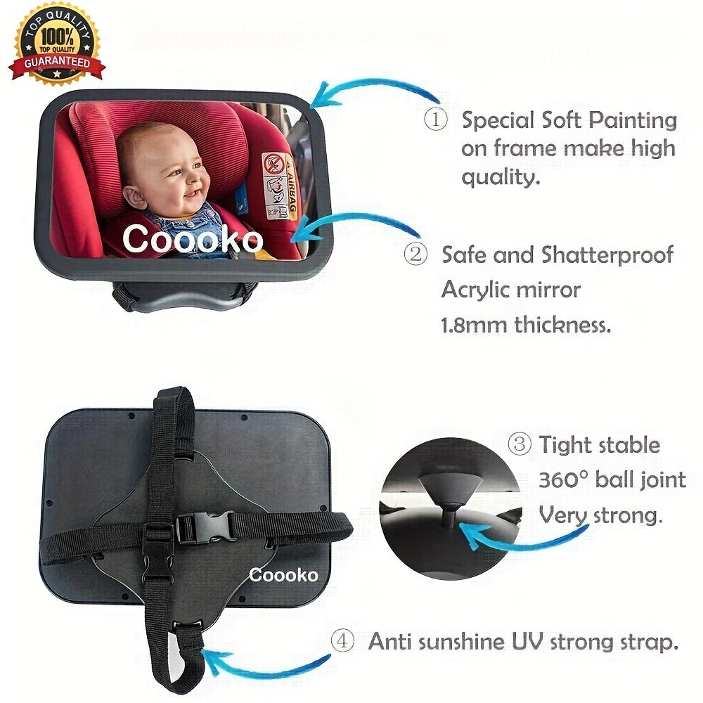 360 Rotating Safety Mirror for Children's Car Seats - Rectangular Convex L