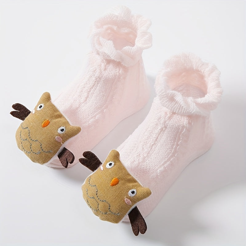 Girls Cartoon Decor Mesh High Socks for Summer & Spring