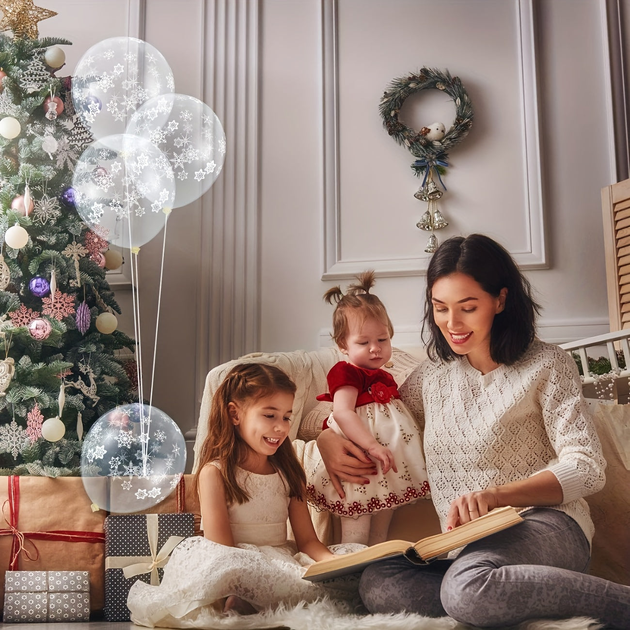 40pcs Snow Balloons Winter Clear Snow Latex Balloon