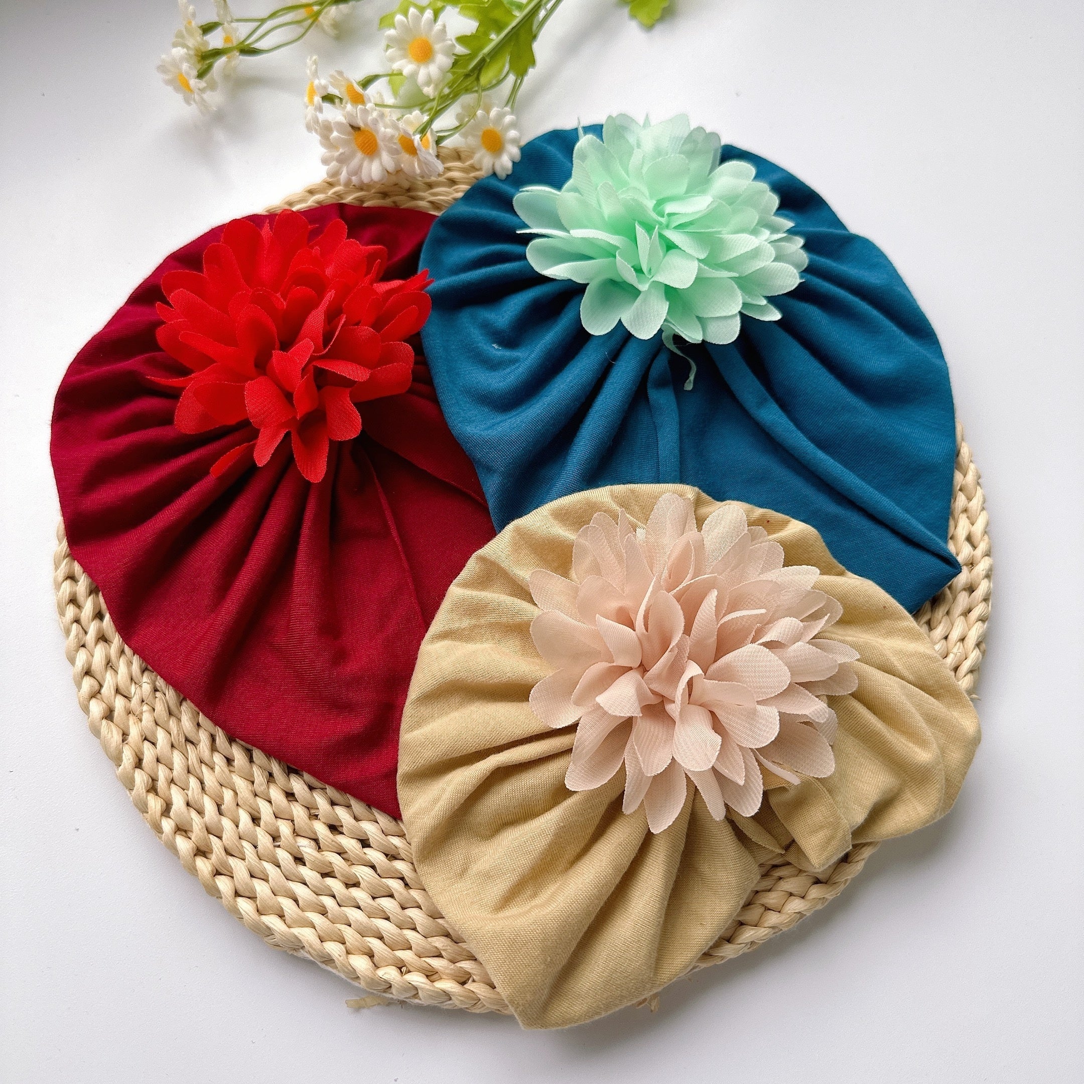 Soft Elastic Baby Girls Flower Turban Headband