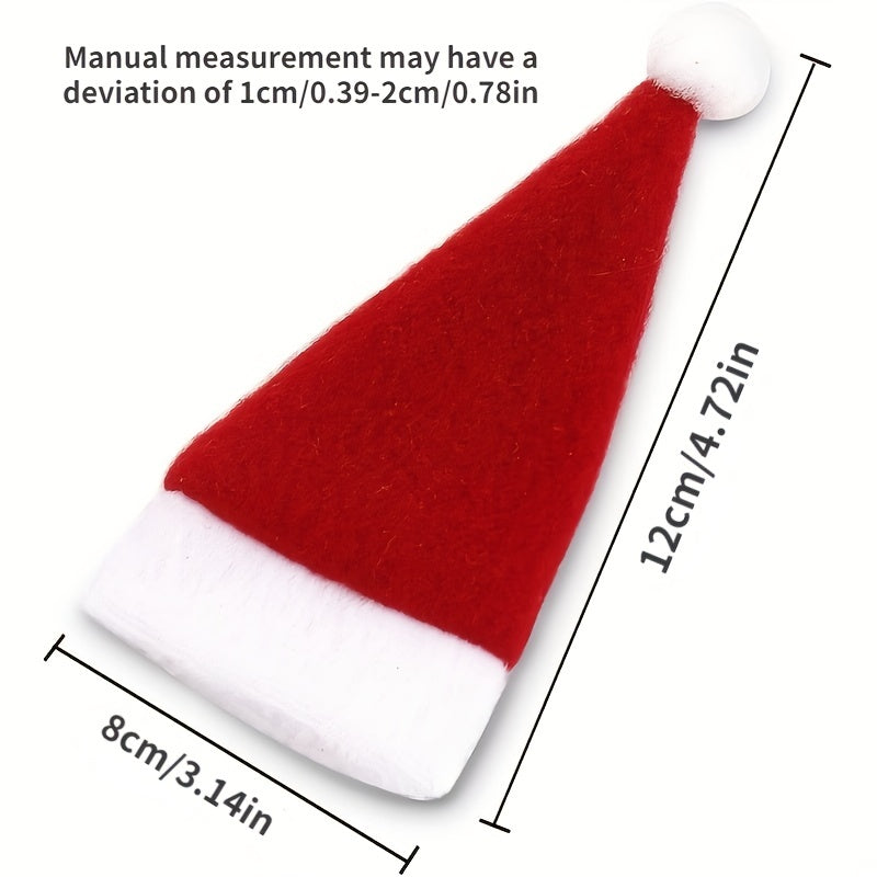 10pcs Mini Santa Hats Christmas Tableware Sets Holiday Party Decorations