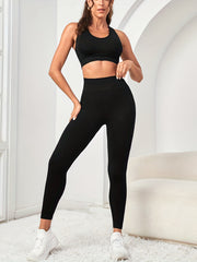 2pcs Yoga Workout Suits Tank Top & Leggings Women's Activewear
