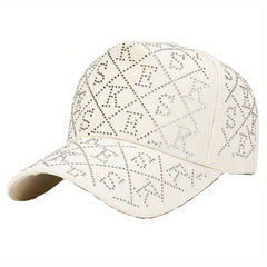Rhinestone Letter Baseball Cap Adjustable Dad Hat Hip Hop Sun Hat