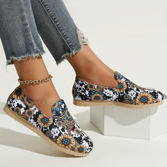 Women's Stitching Print Sneakers Slip On Lightweight Shoes