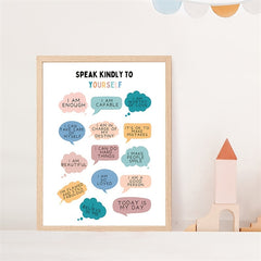 Positive Affirmations & Feelings Poster for Therapy Office Decor