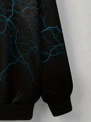 Lightning Line Print Boy's Long Sleeve T-shirt Round Neck Casual Top