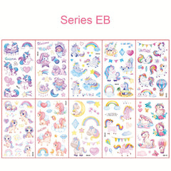 10 Sheets Tattoo Sticker Pupils Reward Stickers Unicorn Waterproo...