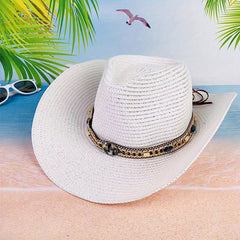 Colorful Gem Sunshade Straw Hat for Travel Beach Unisex