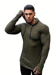 Men's Casual Lightweight Knitted Hooded Sweatshirt