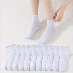 12 Pairs Solid Socks Women's Comfy & Breathable Stockings All match Hosiery