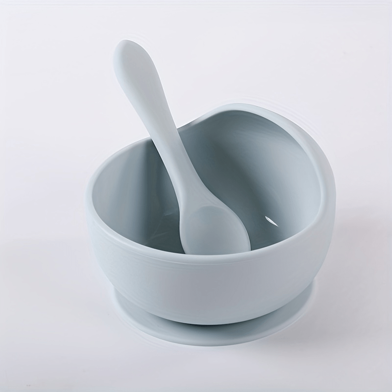 Baby Bowl and Spoon Set for Independent Eating with Silicone Sucker Bowl