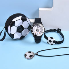 Boys' LED Light Up Watch Set with Soccer Sports Wristband & Necklace