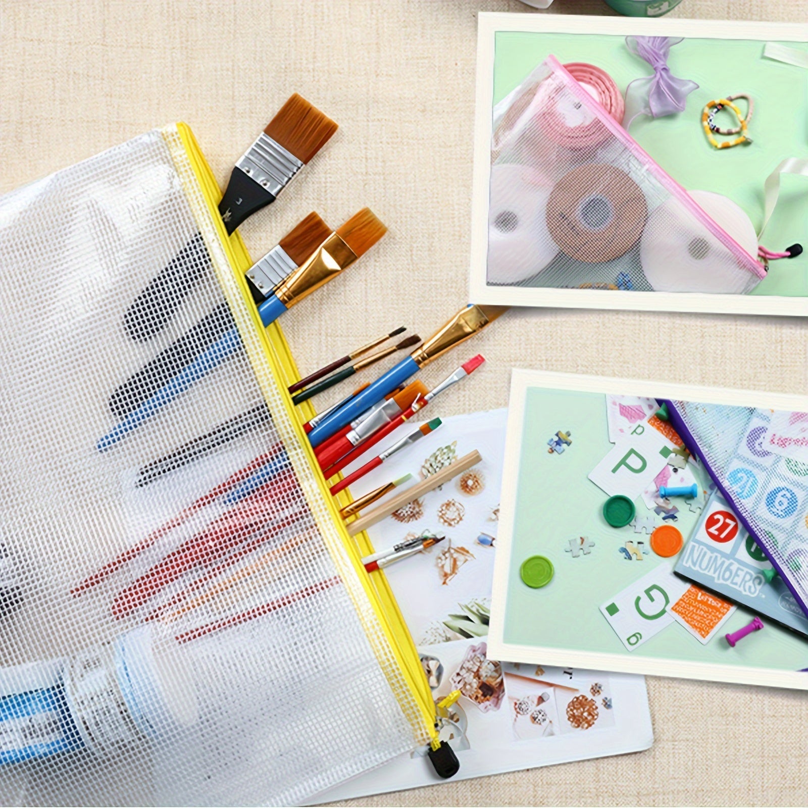 36 Mesh Zipper Pouches for Organizing - 12 Colors Storage Bag Zipper File Bag
