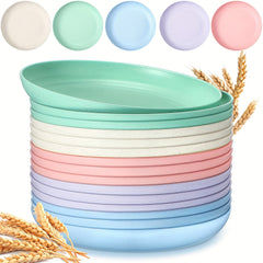5pcs 22.86cm Plastic Dinner Plates Set, Reusable & Sturdy