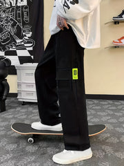 Wide Leg Sweatpants Men's Casual Solid Drawstring Pants
