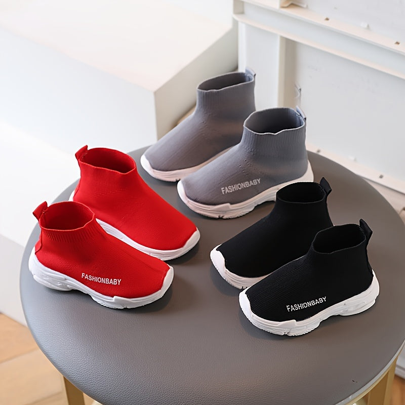 Boy's Knit Slip On Sock Shoes Non Slip Casual Sneakers