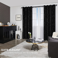 Silver Wave Line Blackout Curtain Home Decor