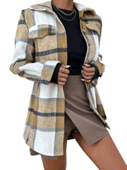 Plaid Button Front Jacket for Fall & Winter