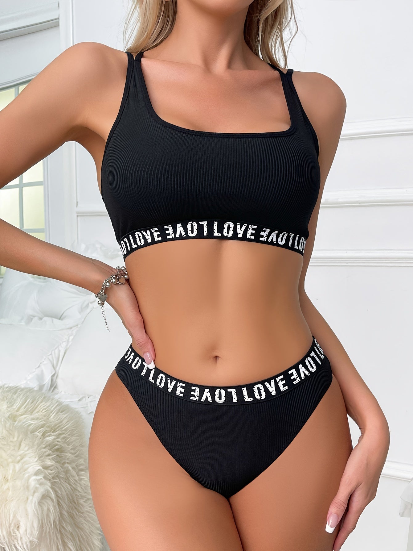Criss Cross Back Bra & Panties Set