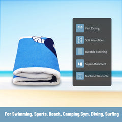 Cartoon Anchor Beach Towel Microfiber Oversized Beach Blanket Absorbent Bath Tow
