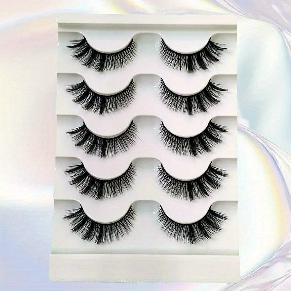5 Pairs Short Cross Cat Eye Faux Mink False Eyelashes