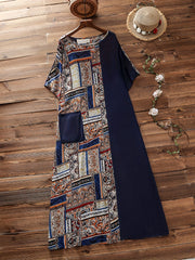 Colorblock Tribal Print Maxi Dress